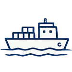 Ícono de estudios y diseños portuarios